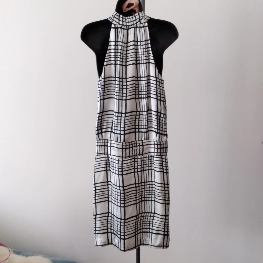 ADAM LIPPES - ADAMPLUSEVE Black and White Silk Plaid Dress, size 2 - Picture 2 of 5